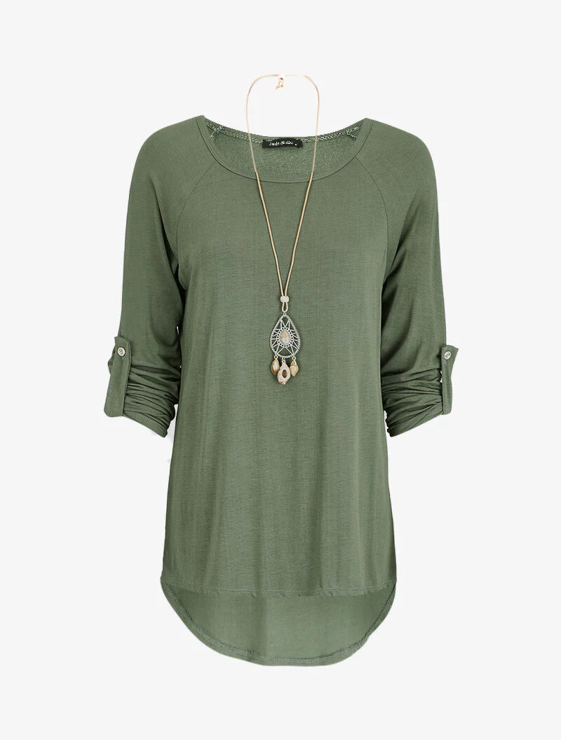 Oversized tuniek met lange ketting - Kaki