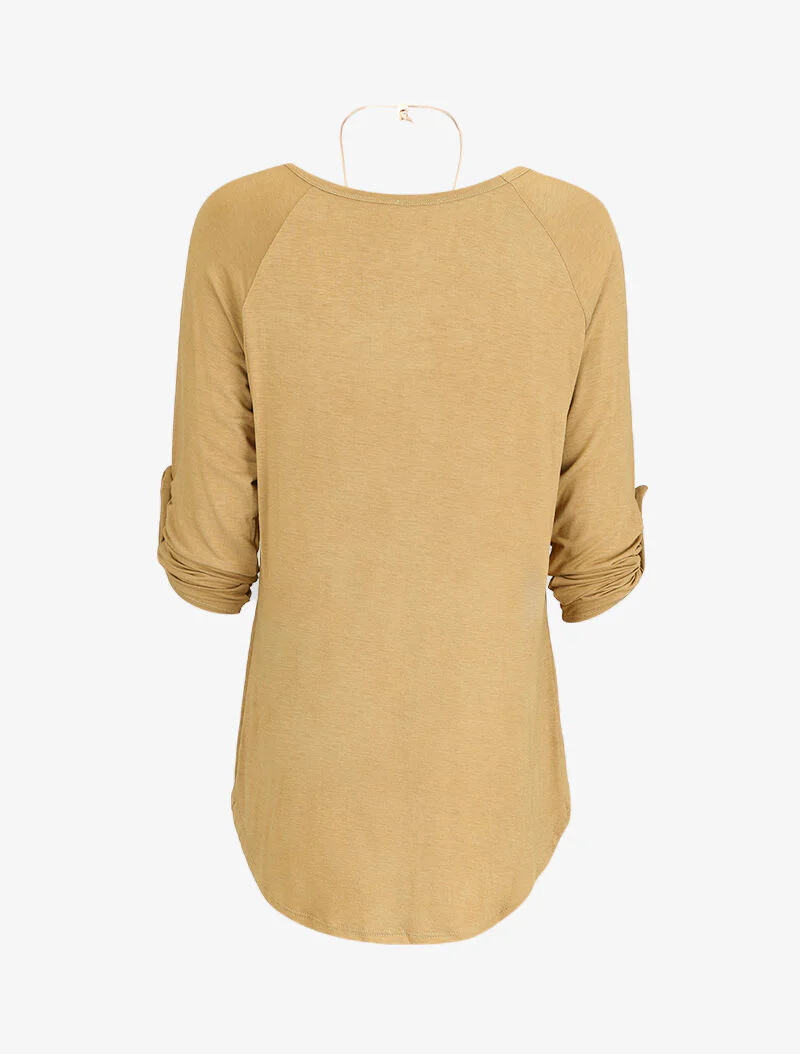 Oversized tuniek met lange ketting - Camel - Image 2