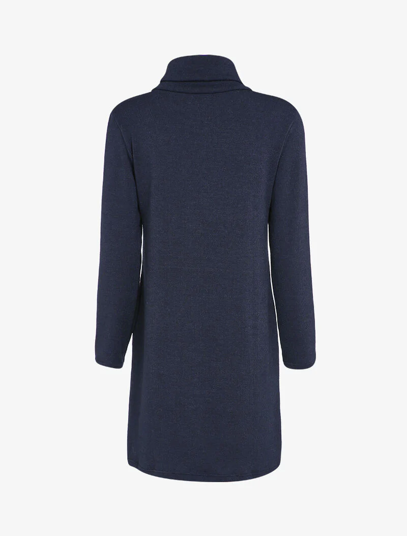 Oversized trui jurk met gestileerde ritssluiting kraag - Marineblauw - Image 2