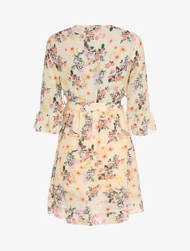 Wikkeljurk met kleine bloemen - Wit - Image 2