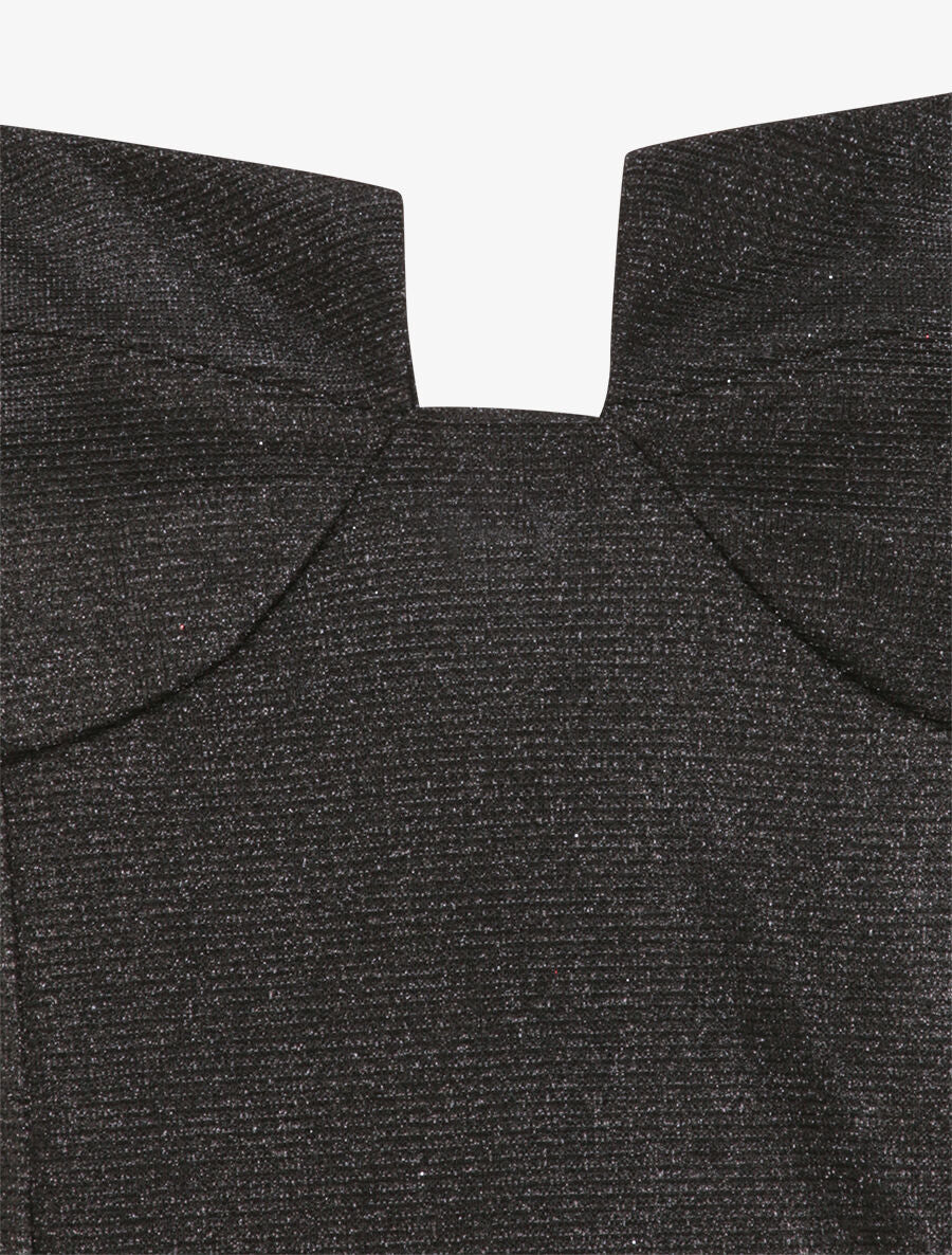 Glitter kokerjurk met bustierkraag - Zwart - Image 3