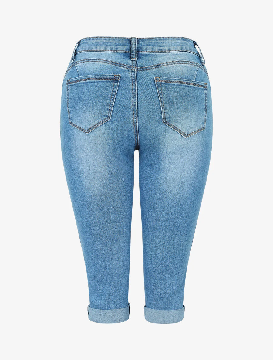 Hoog getailleerde gebleekte broek - Lichtblauw - Image 2