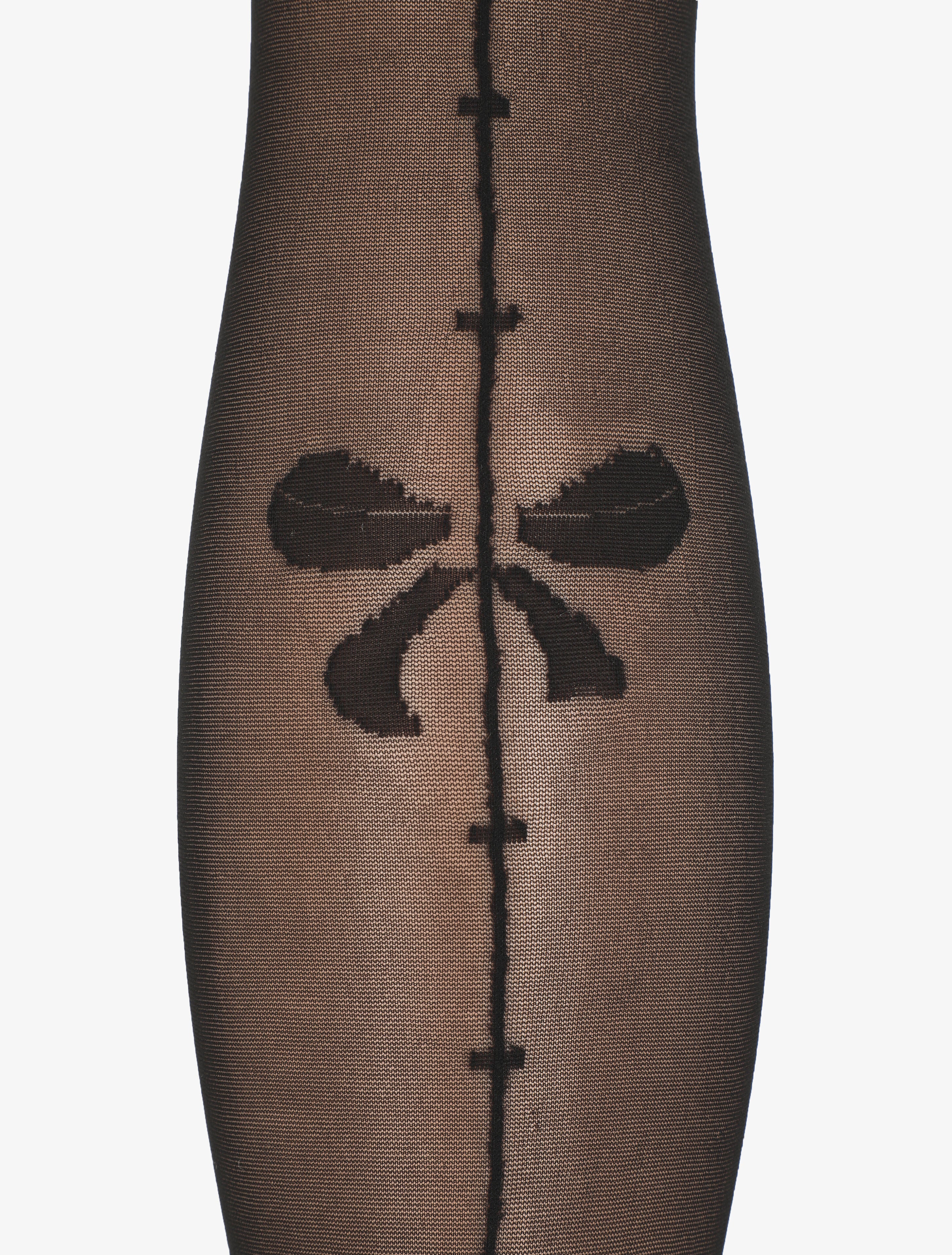 Zijde panty's met zebrapatroon en strikken - Zwart - Image 3
