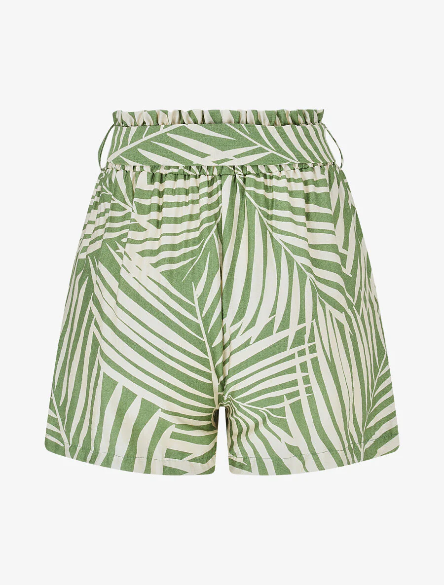 Paperbag short met tropische print - groen - Image 2