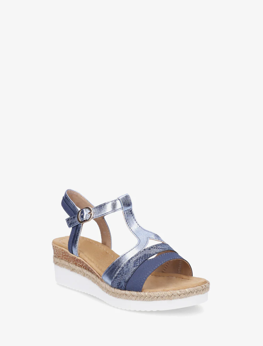 Parelmoeren sandalen met een fantasie T-bandje. - Blauw - Image 2