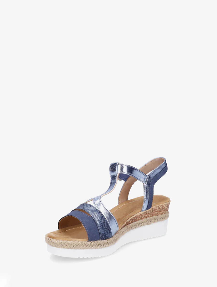 Parelmoeren sandalen met een fantasie T-bandje. - Blauw - Image 3