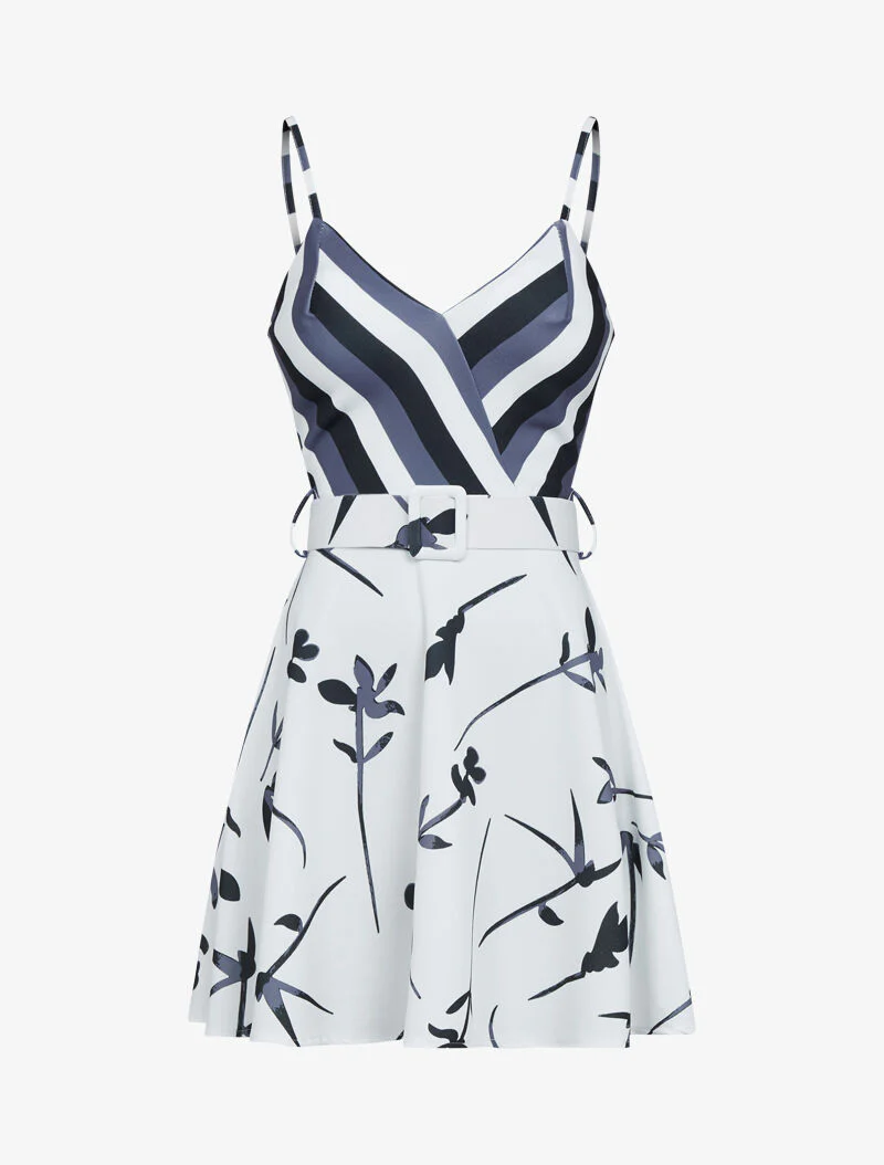 Fit & flare jurk met prints - Zwart