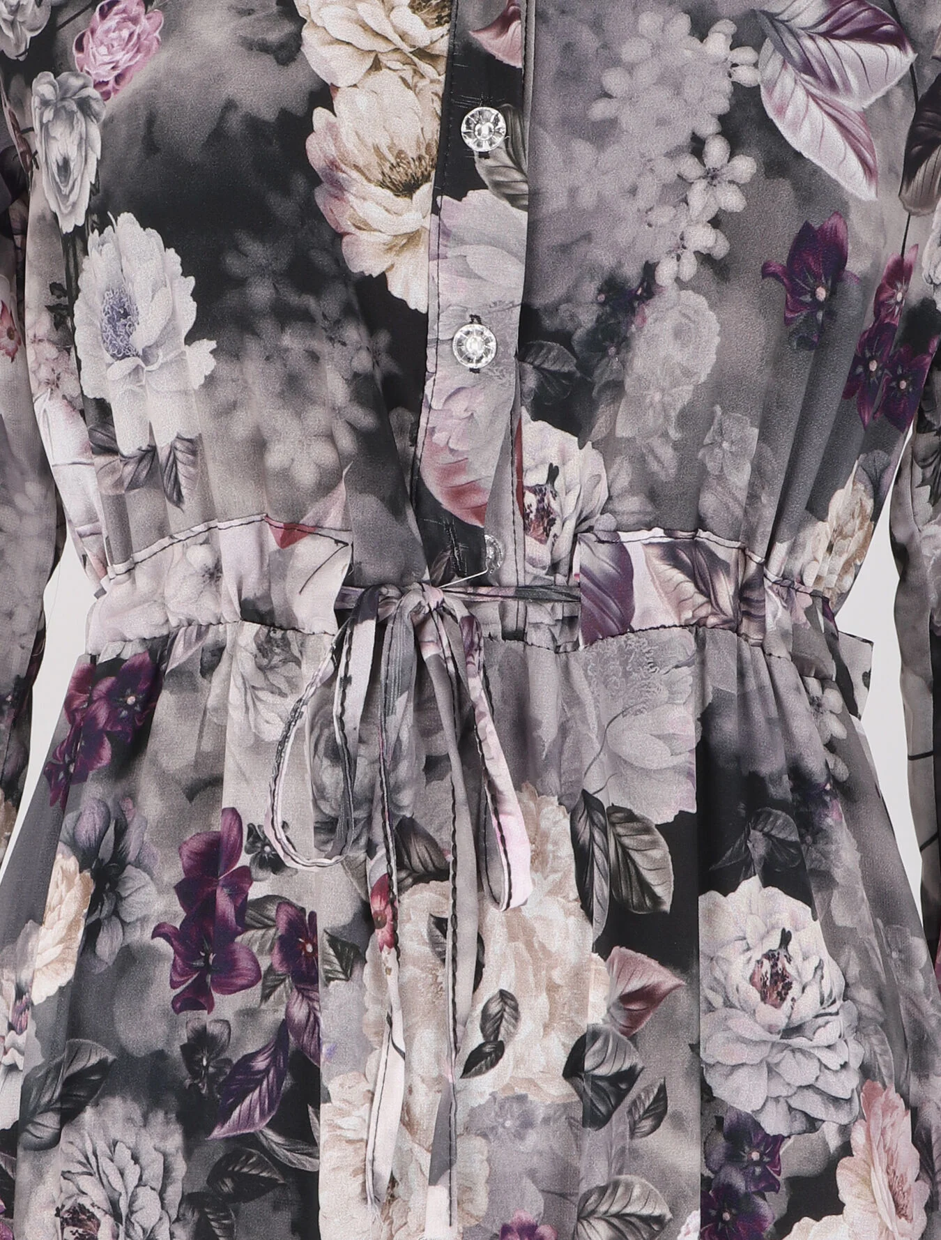 Fit & flare jurk met pioenroosprint - Grijs - Image 3