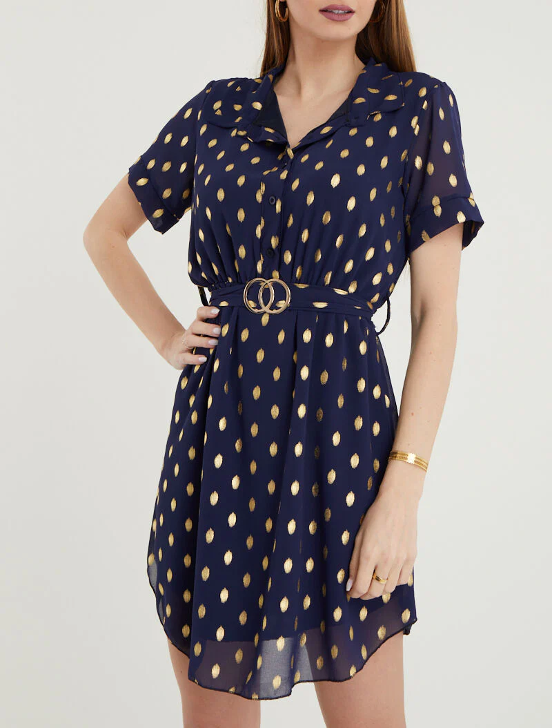 Skaterjurk met gespikkelde print - Marineblauw