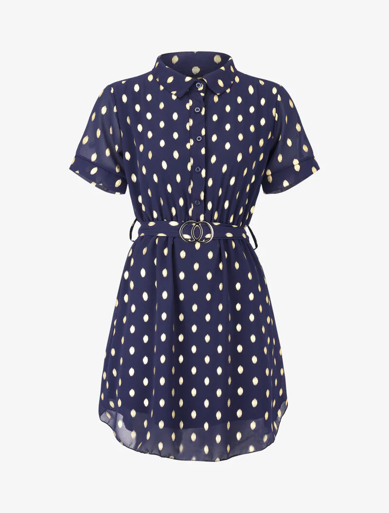 Skaterjurk met gespikkelde print - Marineblauw - Image 2