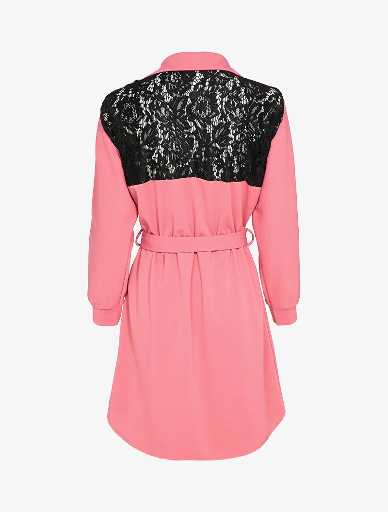 Fit & flare jurk met open rug - Roze - Image 3