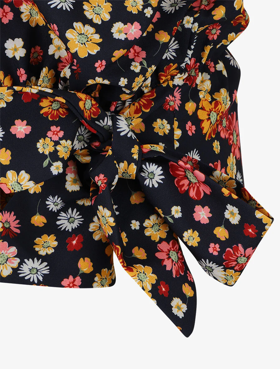 peplum top met bloemenprint - marineblauw - Image 3