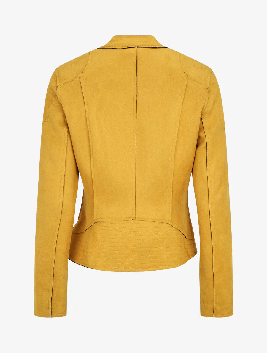 Perfecte suède jas met dubbele sluitingen - Mosterdkleurig - Image 2