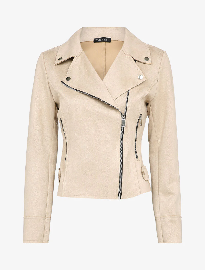 Perfecto in suèdine met nepzakken met ritsen - Beige