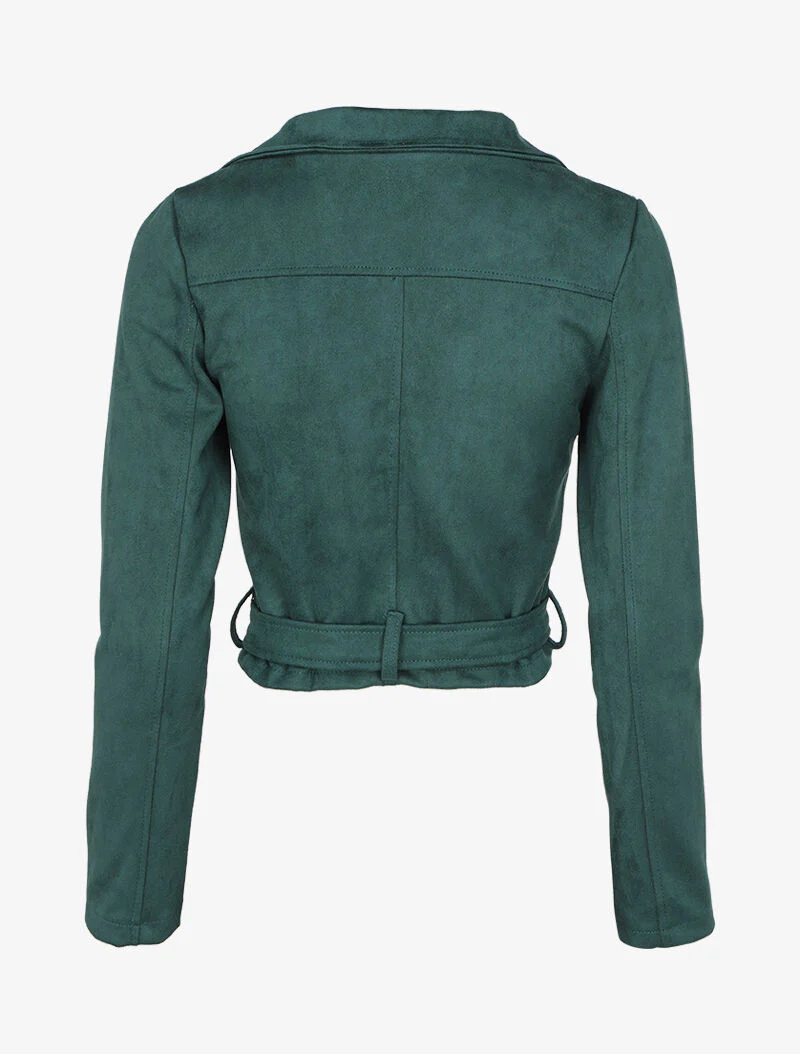 Perfecto in suèdine met riem met vierkante gesp - Dennengroen - Image 2