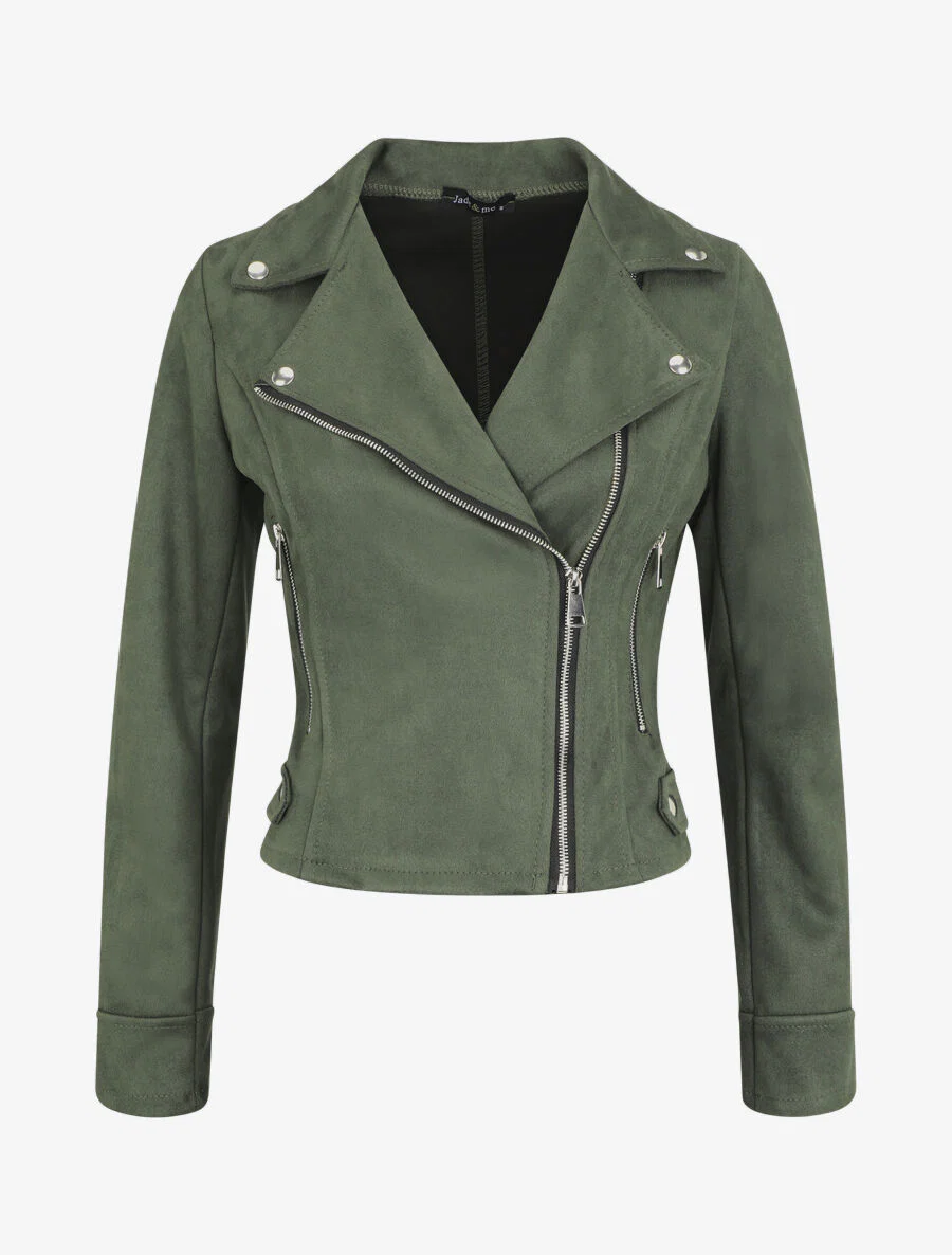 Perfecto-stijl jasje in suèdine - Groen