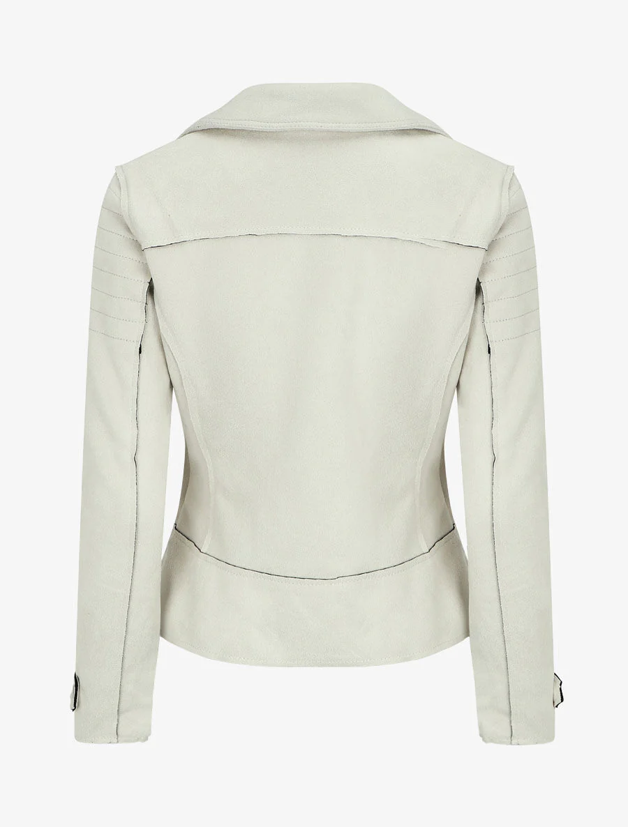 Perfecto-stijl leren jas - Écru - Image 2