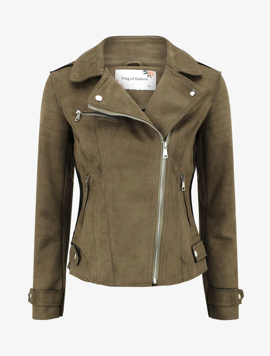 Perfecto-stijl leren jas - Kaki