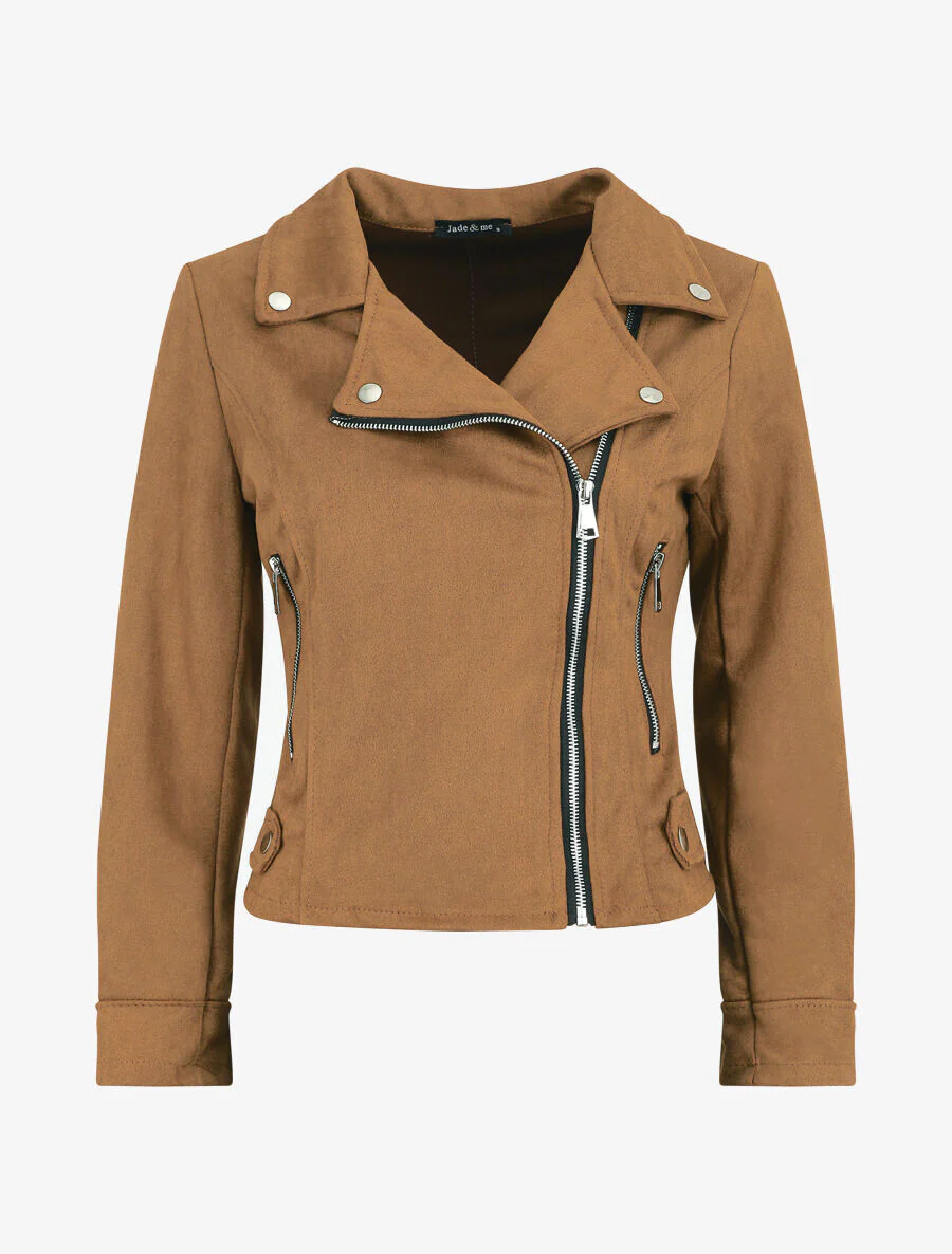 Perfecto-stijl suède jas - Kameel