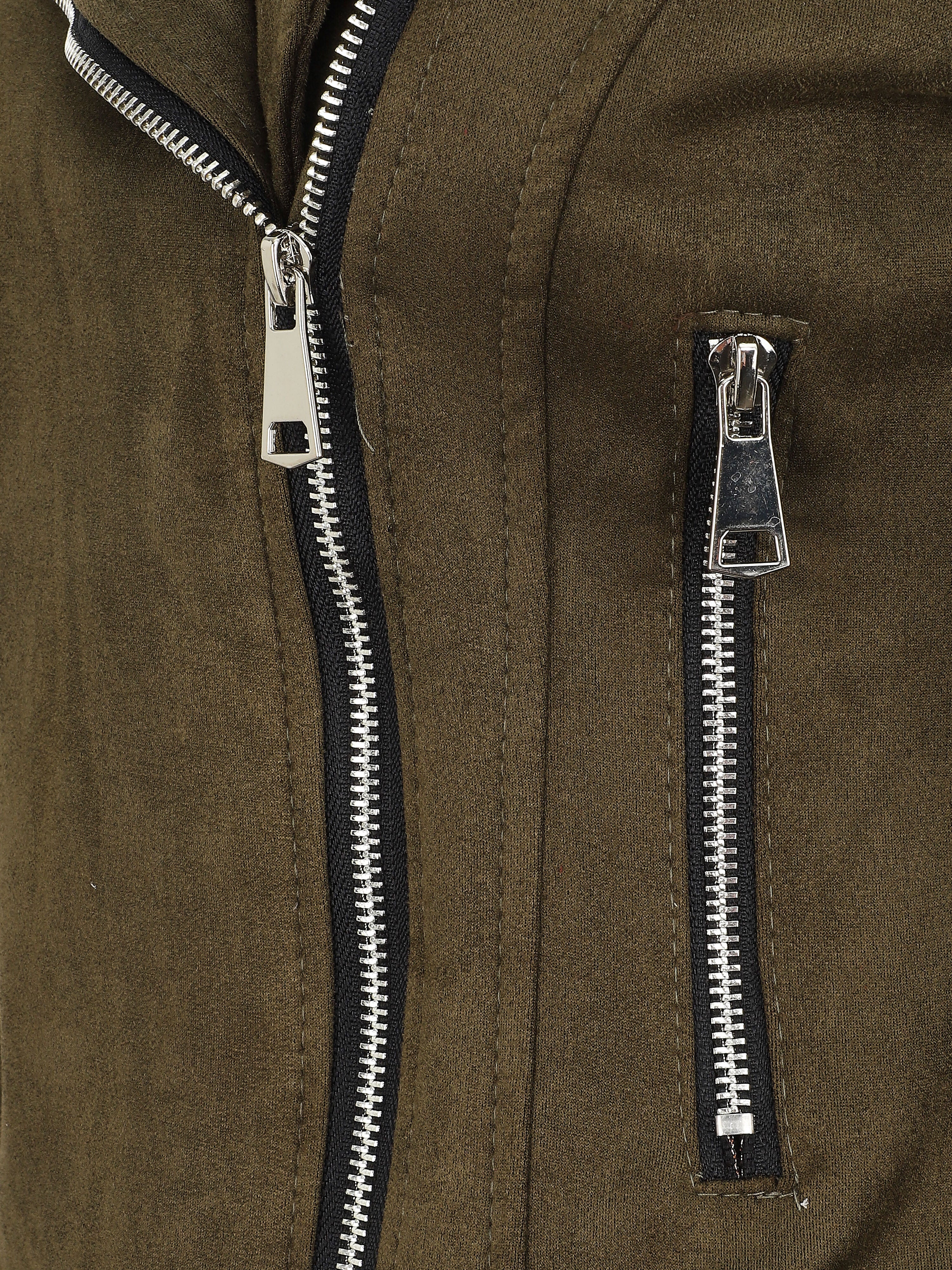 Perfecto-stijl suède jas - Kakigroen - Image 3