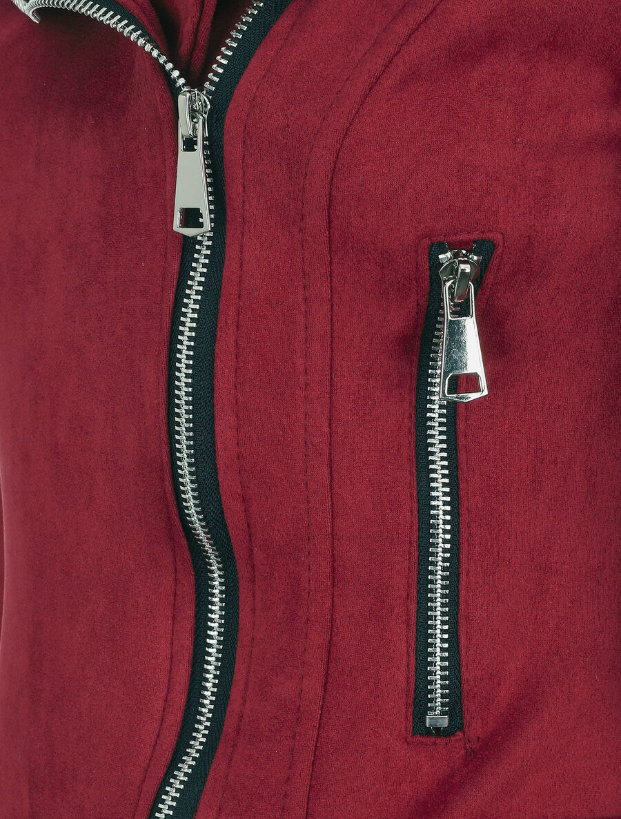 Perfecto-stijl suède jas - Bordeaux - Image 3