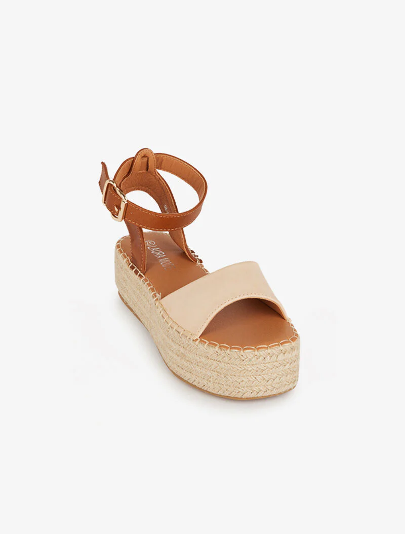 Tweekleurige plateau sandalen - nude - Image 3