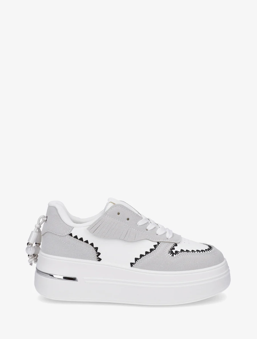 Plateau sneakers en kwastjes - Wit