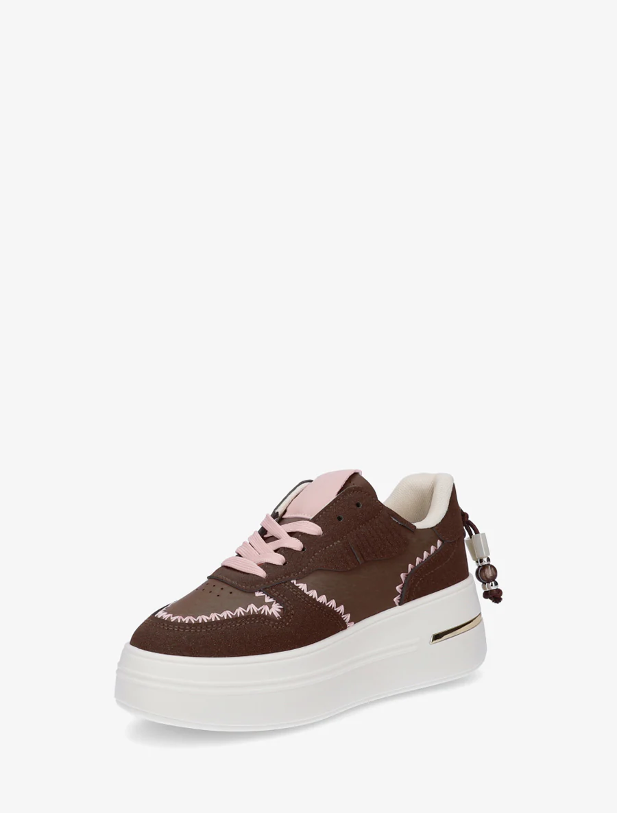 Plateau sneakers en kwastjes - Bruin - Image 3