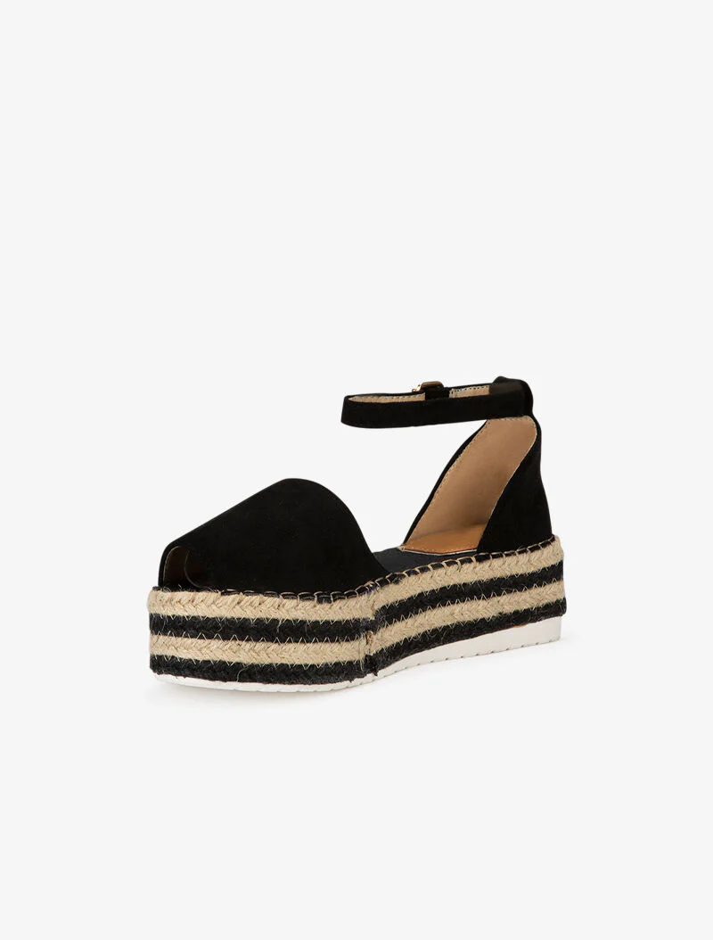 Plateau sandalen met open ronde neuzen - zwart - Image 3