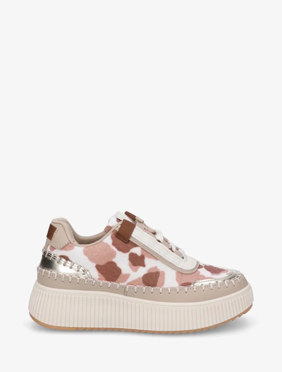 Platformzool sneakers met print - Roze/bruin