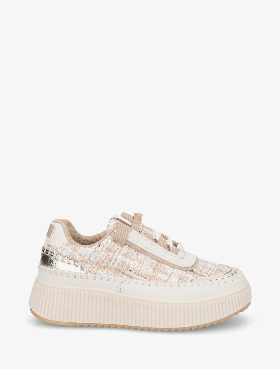 Platformzool sneakers met print - Beige