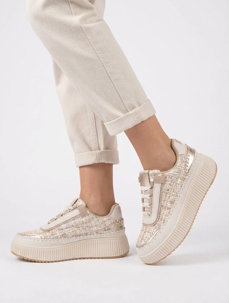Platformzool sneakers met print - Beige - Image 5