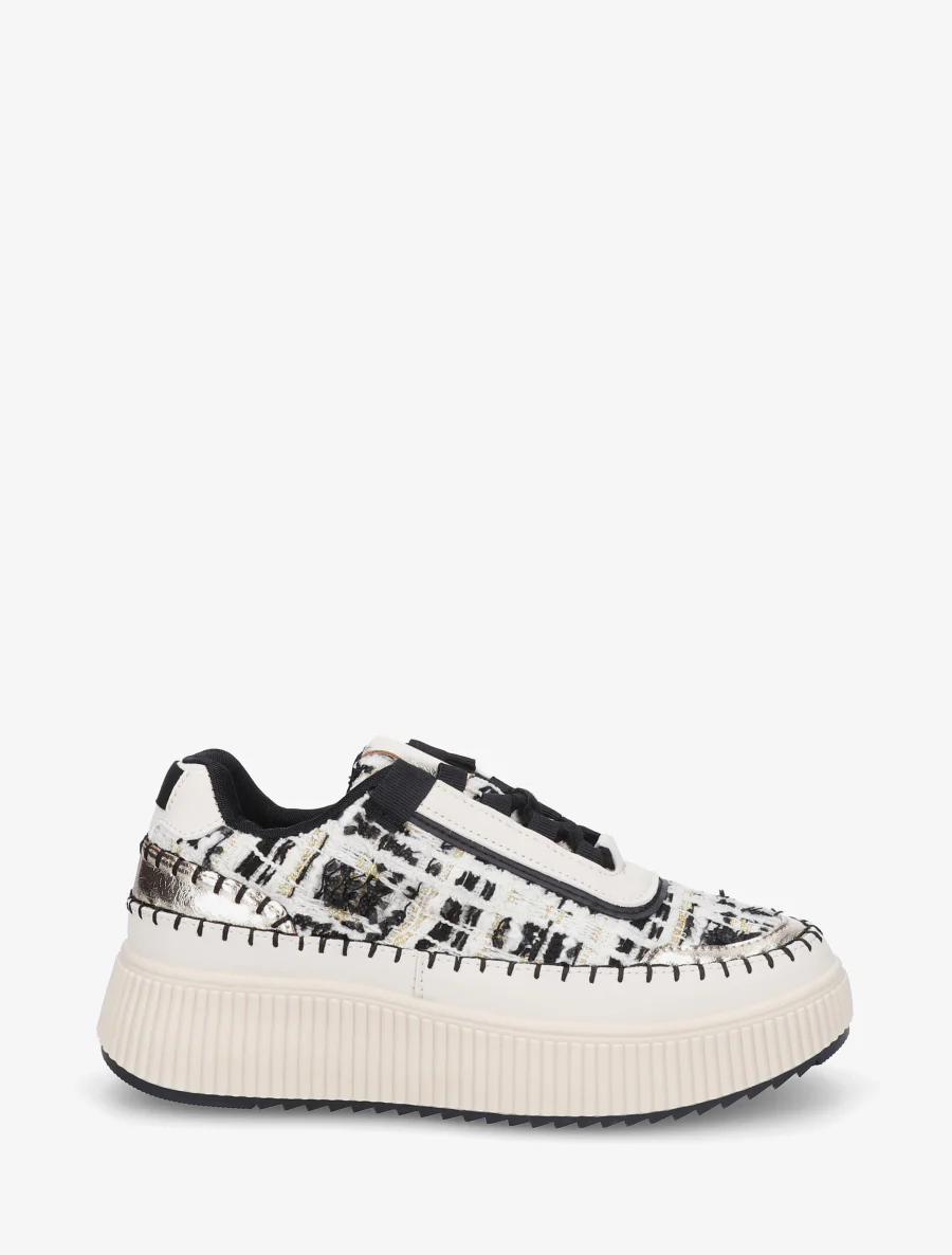 Platformzool sneakers met print - Zwart