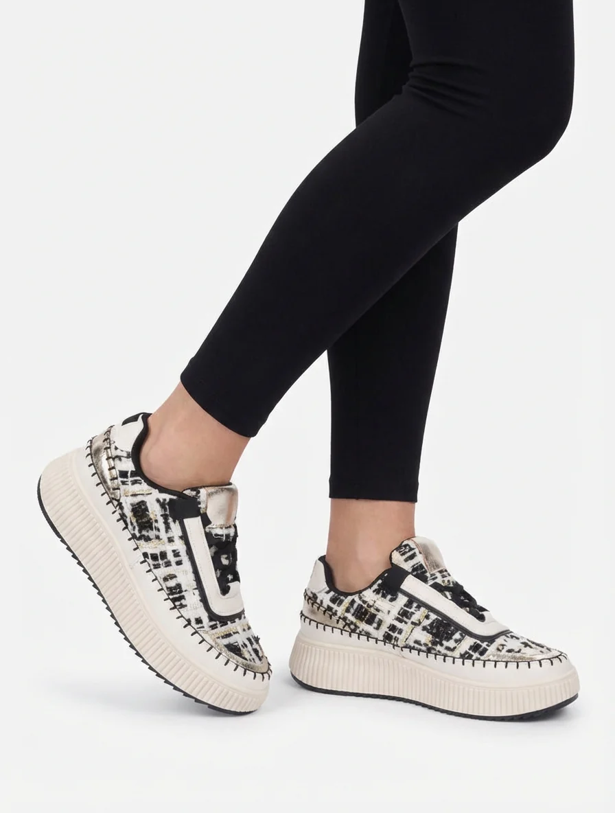 Platformzool sneakers met print - Zwart - Image 5