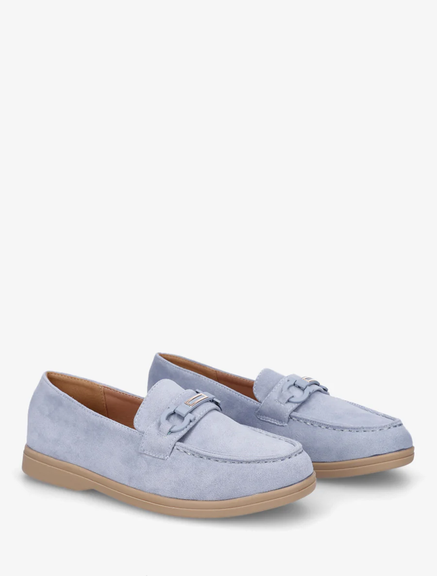Platte loafers van suèdine - Lichtblauw - Image 4