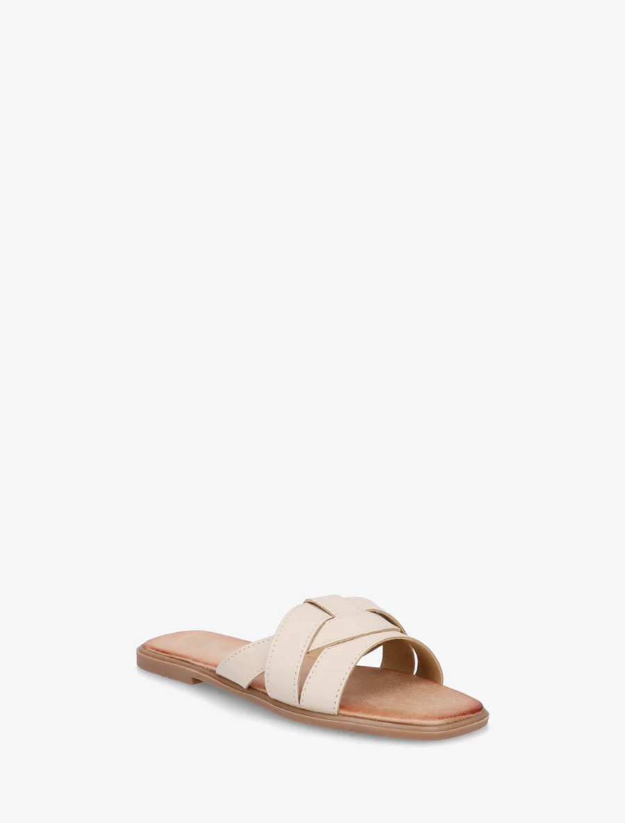 Platte muiltjes met gekruiste bandjes - Beige - Image 2