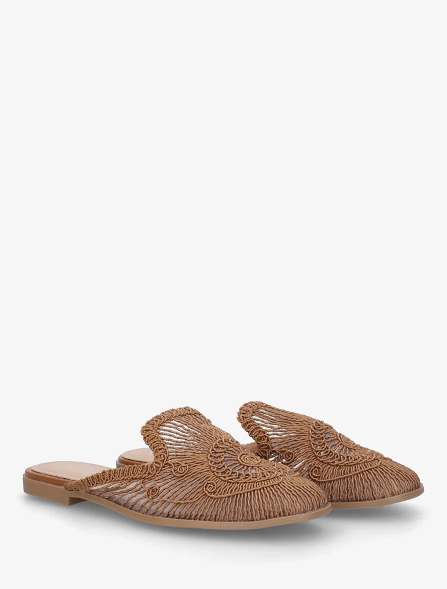 Platte sandalen in touwstijl - Bruin - Image 4