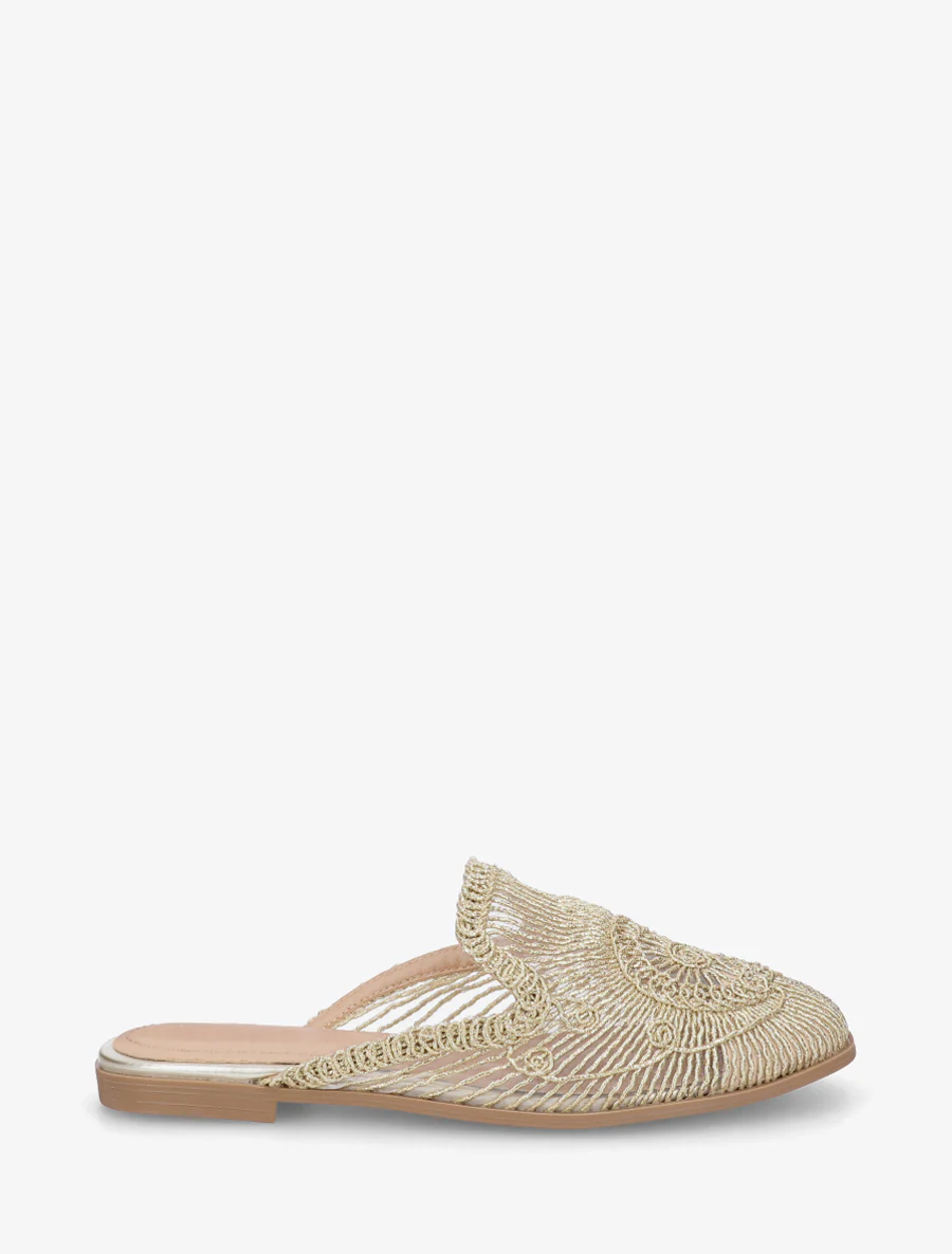 Platte sandalen in touwstijl - Goud