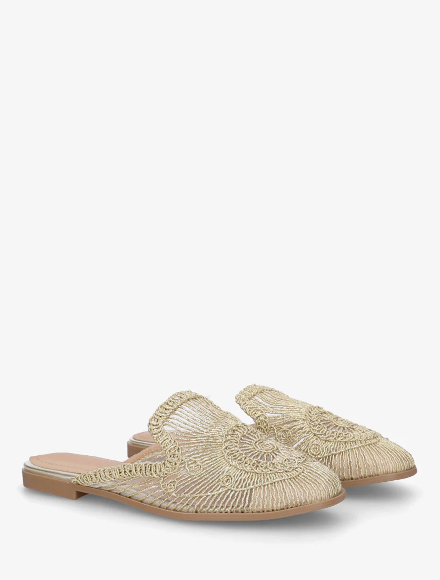 Platte sandalen in touwstijl - Goud - Image 4
