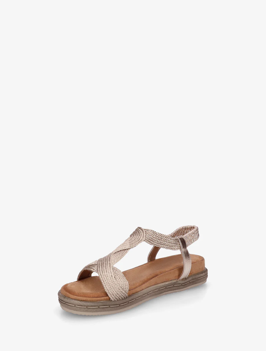 Platte sandalen met elastische enkelband - Roségoud - Image 3