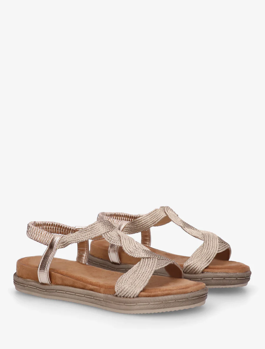 Platte sandalen met elastische enkelband - Roségoud - Image 4