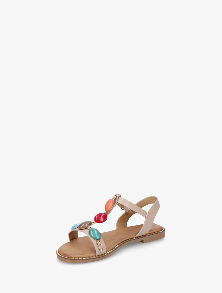 Platte sandalen van imitatieleer met harsstenen - Mol - Image 3