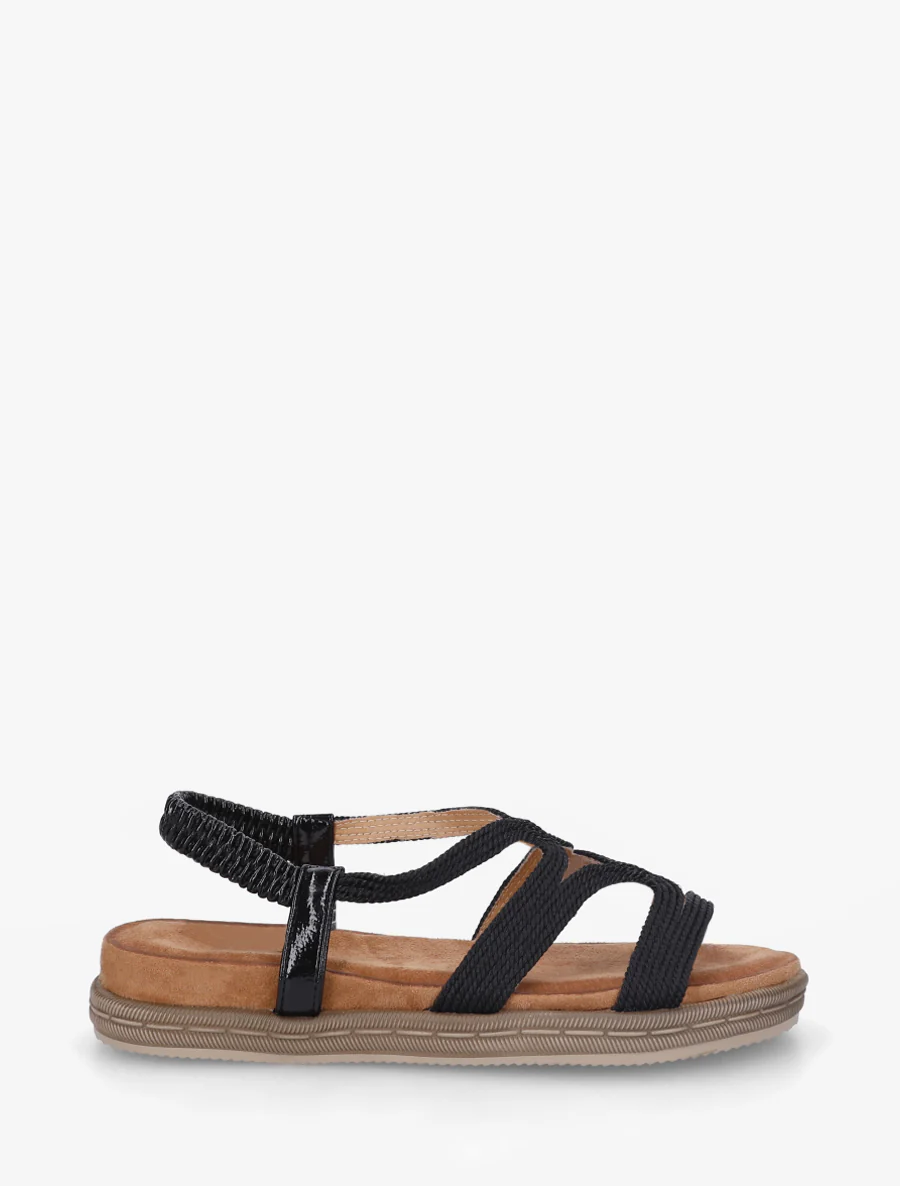 Platte sandalen van touwtjes - Zwart