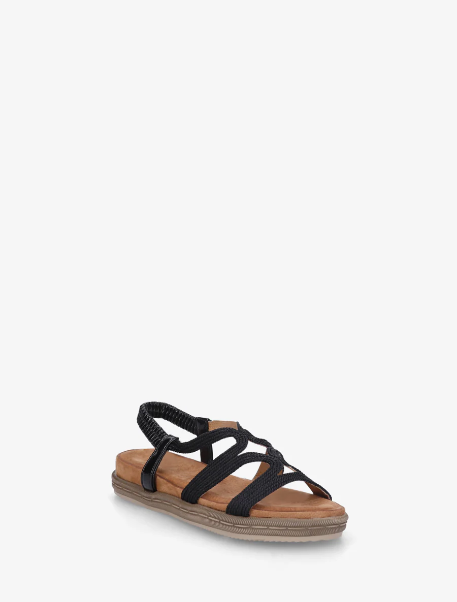Platte sandalen van touwtjes - Zwart - Image 2