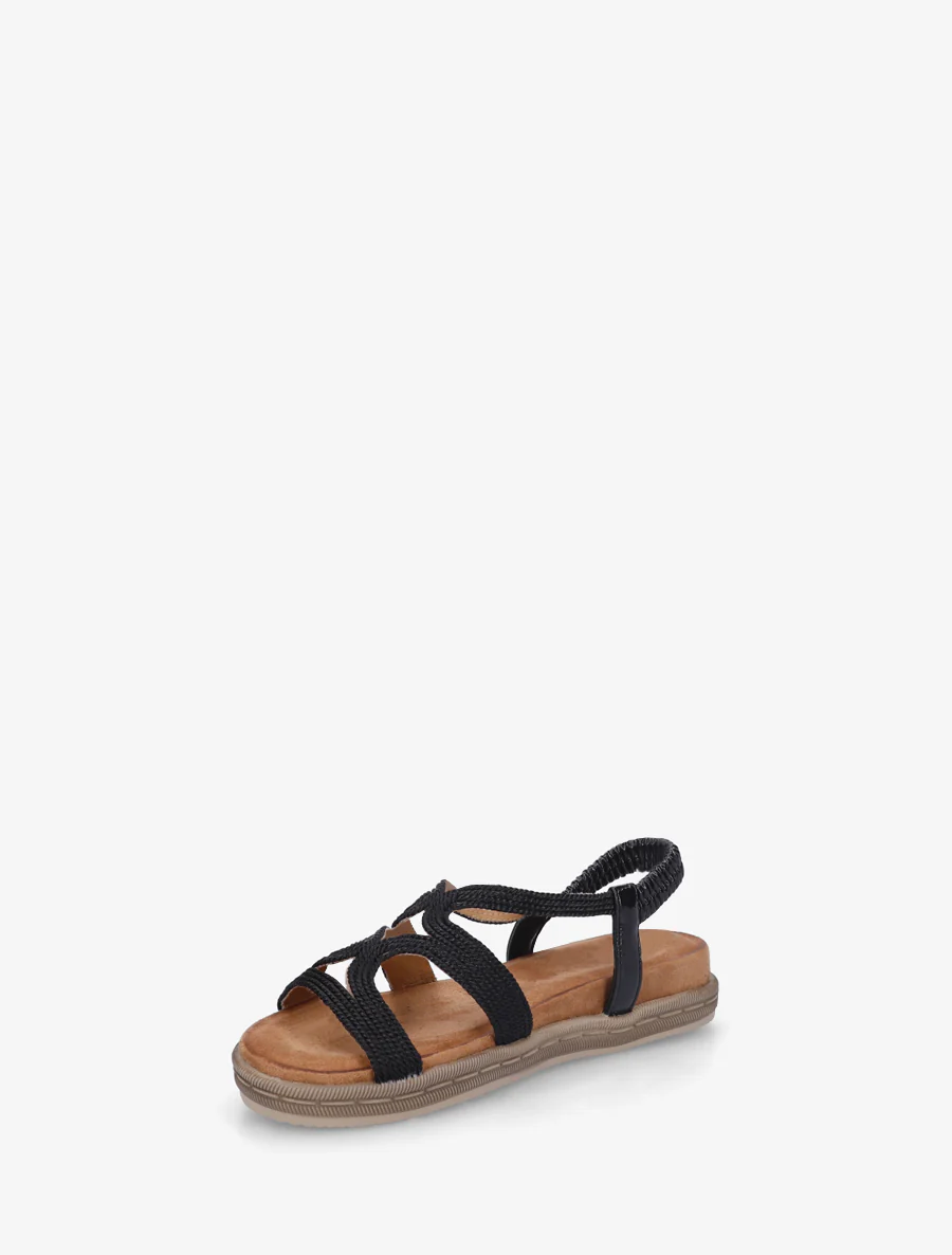 Platte sandalen van touwtjes - Zwart - Image 3