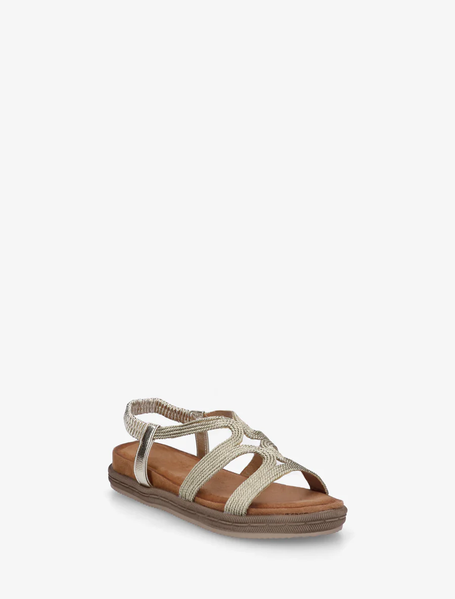 Platte sandalen van touwtjes - Goud - Image 2