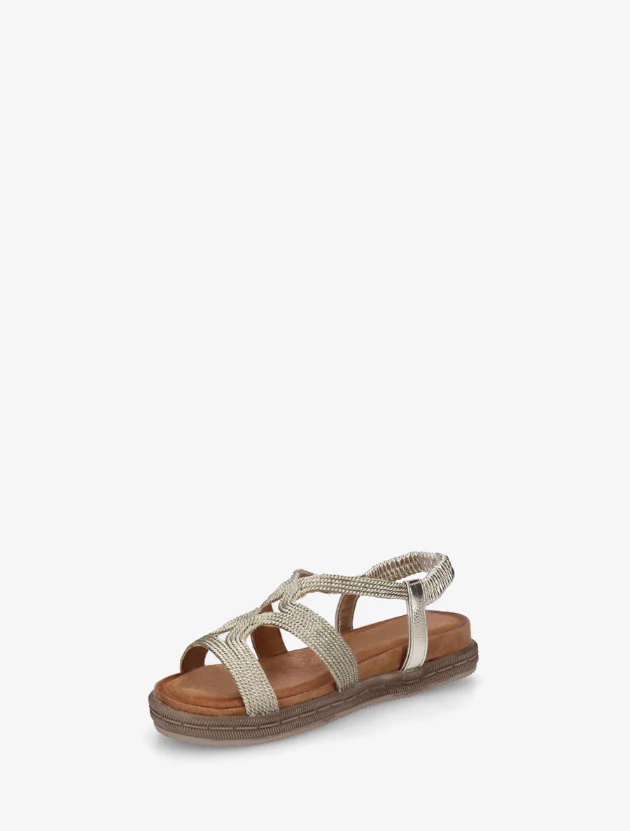 Platte sandalen van touwtjes - Goud - Image 3