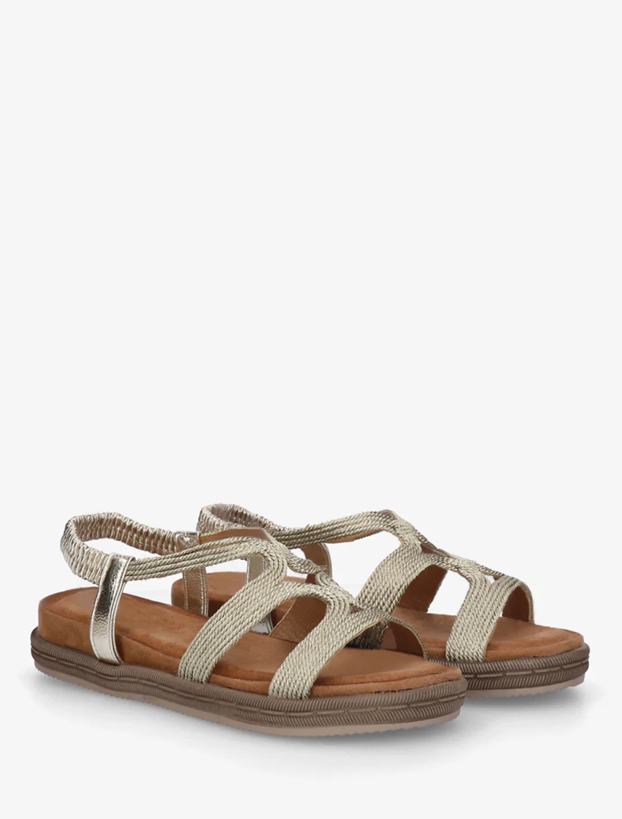 Platte sandalen van touwtjes - Goud - Image 4