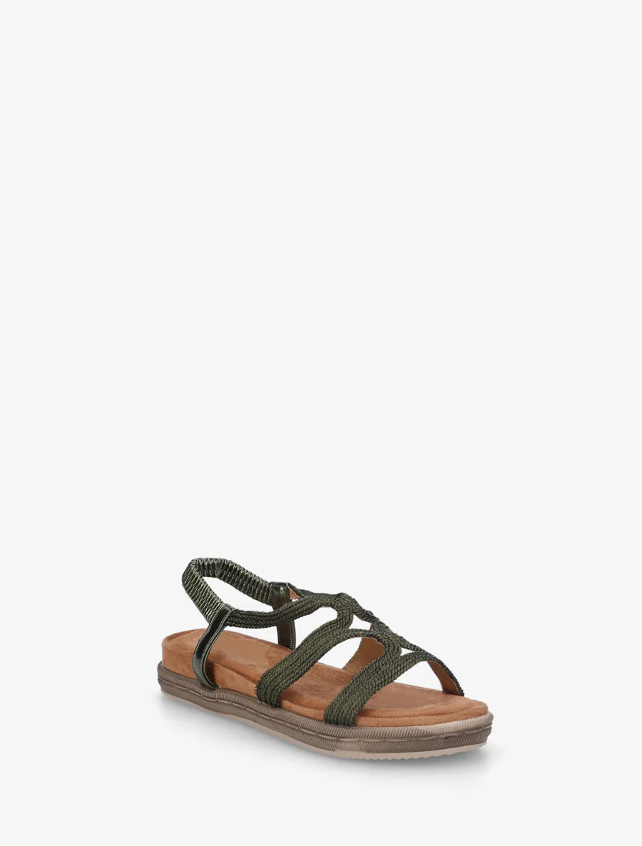 Platte sandalen van touwtjes - Kaki - Image 2