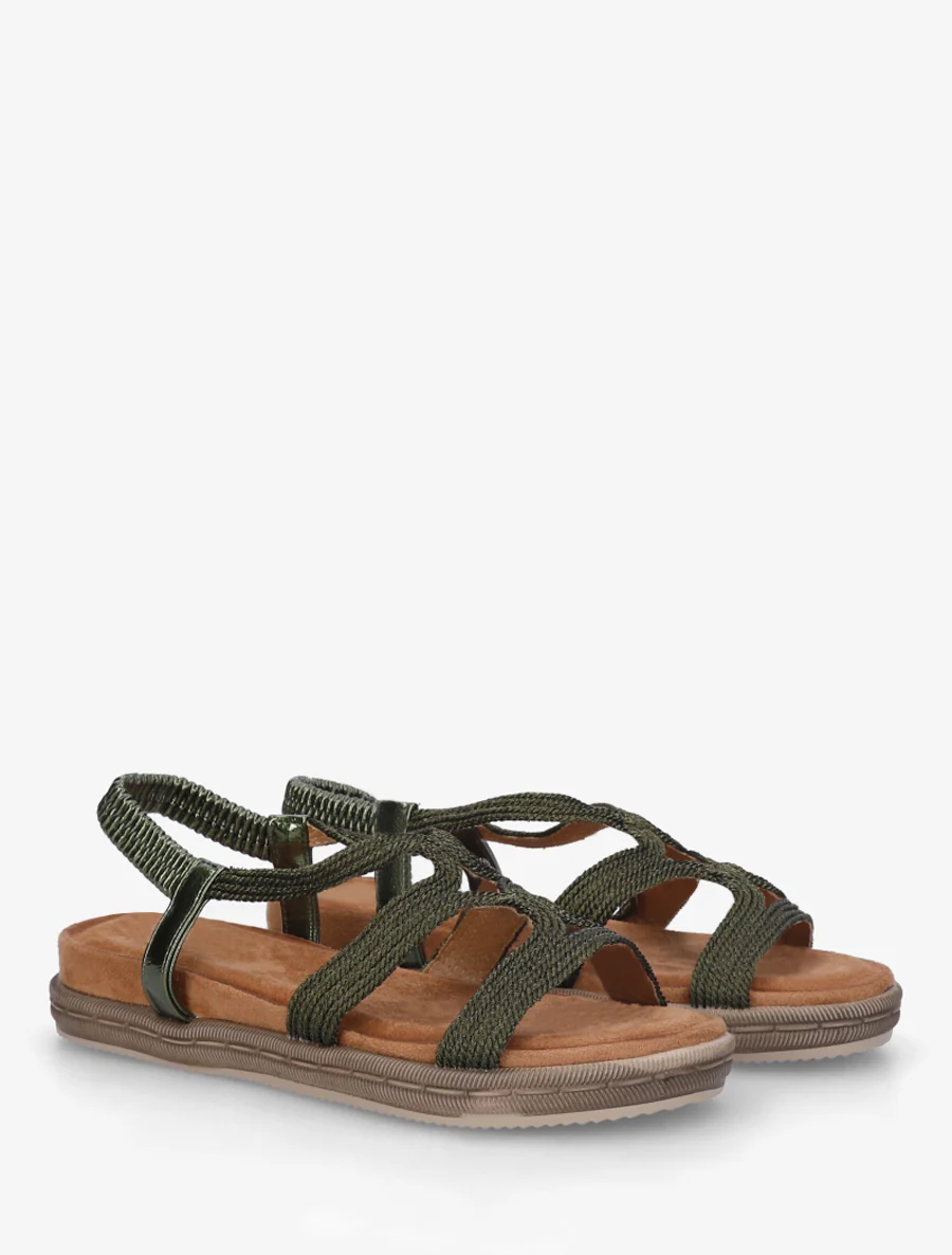 Platte sandalen van touwtjes - Kaki - Image 4